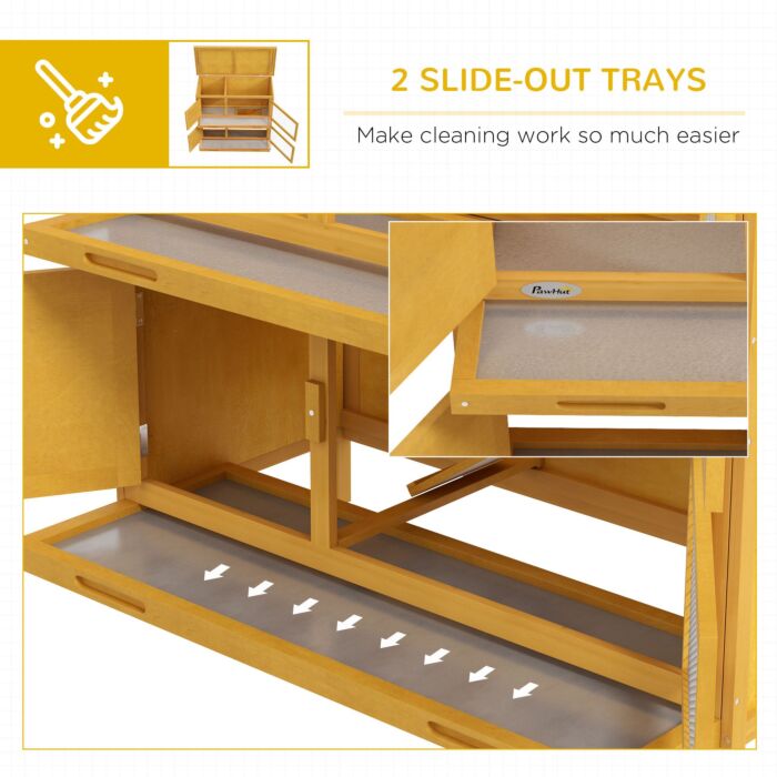 Pawhut Two-tier Rabbit Hutch, With Removable Trays, For 1-2 Rabbits - Brown
