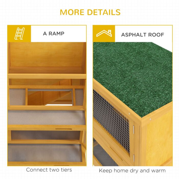 Pawhut Two-tier Rabbit Hutch, With Removable Trays, For 1-2 Rabbits - Brown