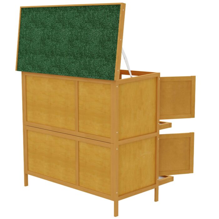 Pawhut Two-tier Rabbit Hutch, With Removable Trays, For 1-2 Rabbits - Brown
