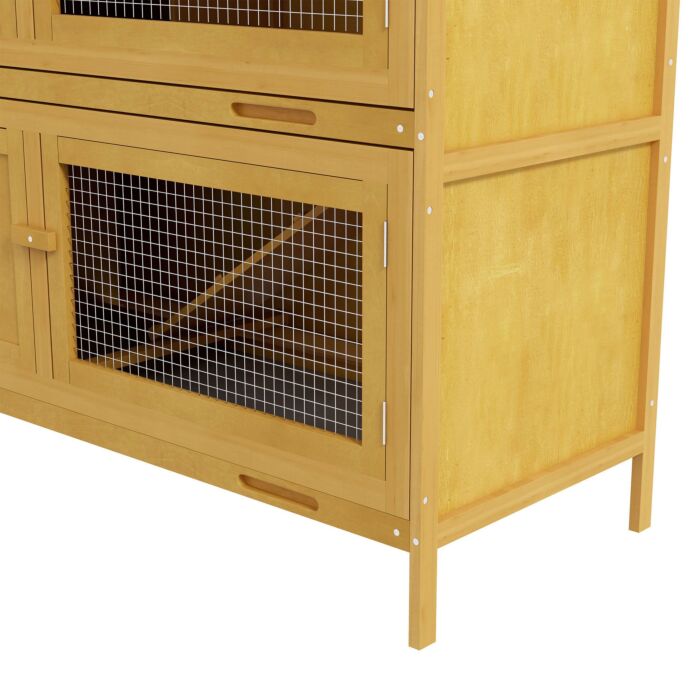 Pawhut Two-tier Rabbit Hutch, With Removable Trays, For 1-2 Rabbits - Brown