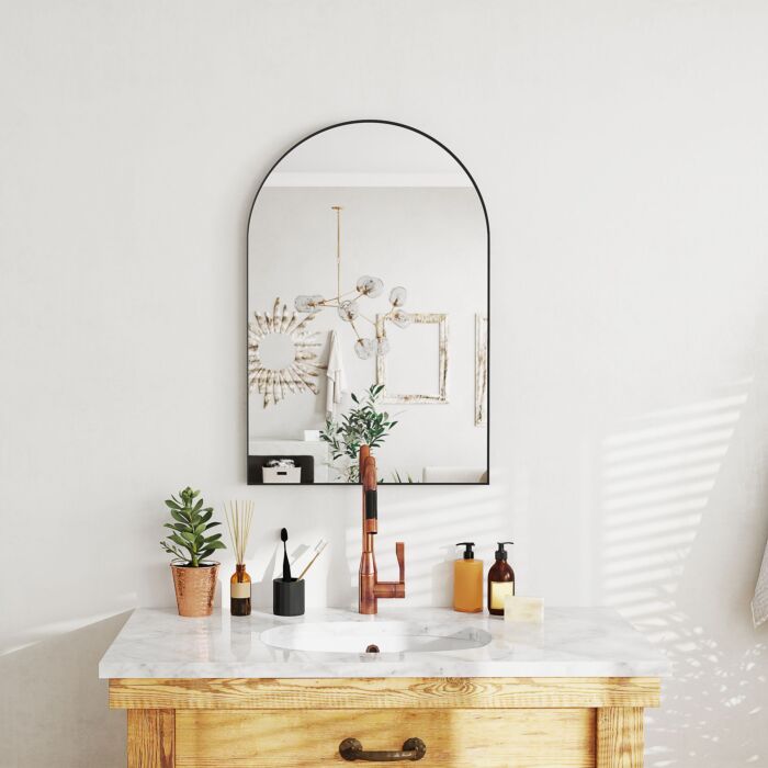 Homcom 60 X 90cm Arched Home Mirror - Black