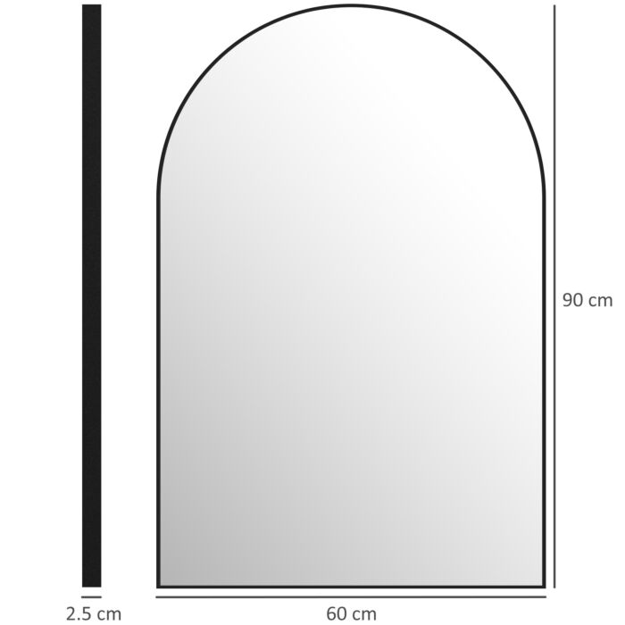 Homcom 60 X 90cm Arched Home Mirror - Black