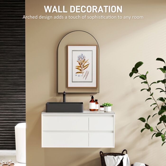 Homcom 60 X 90cm Arched Home Mirror - Black