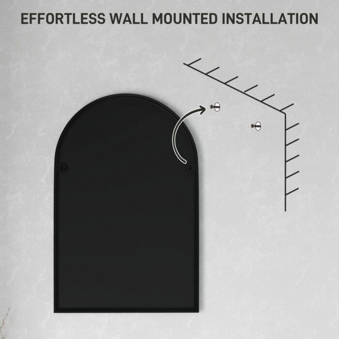 Homcom 60 X 90cm Arched Home Mirror - Black