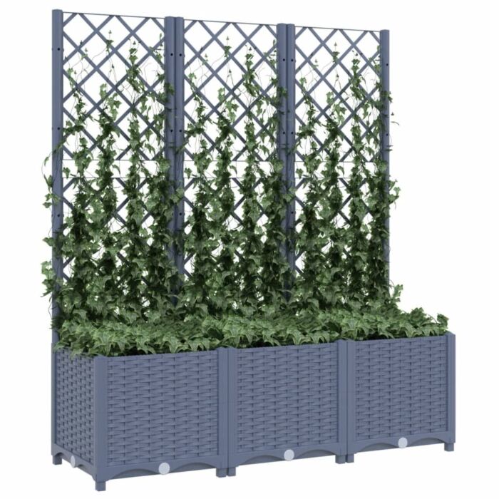 Vidaxl Garden Planter With Trellis Blue Grey 120x40x136 Cm Pp
