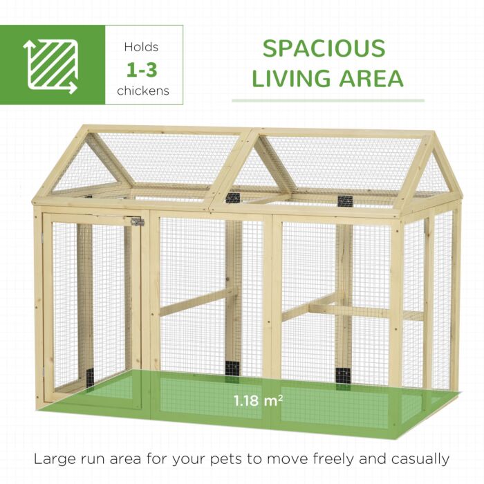 Pawhut Large Chicken Run, Wooden Chicken Coop, With Combinable Design - Natural Wood Finish