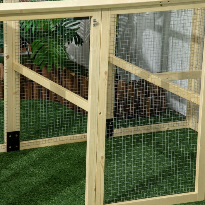 Pawhut Large Chicken Run, Wooden Chicken Coop, With Combinable Design - Natural Wood Finish