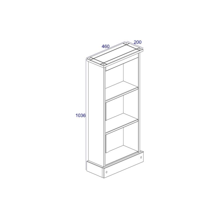 Corona Low Narrow Bookcase