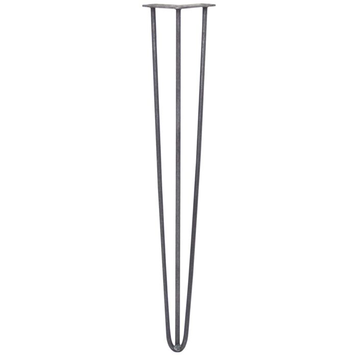 4 X 28" Hairpin Legs - 3 Prong - 10mm - Raw Steel