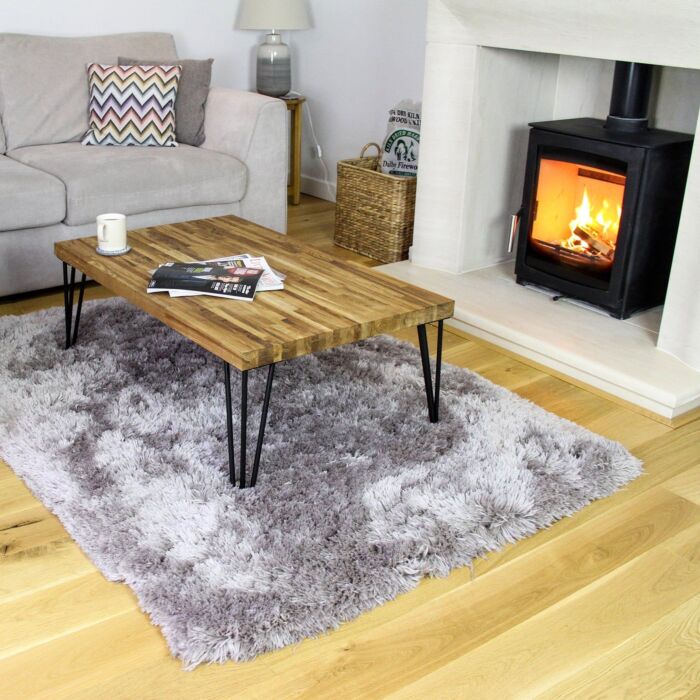 4 X 28" Hairpin Legs - 3 Prong - 10mm - Raw Steel