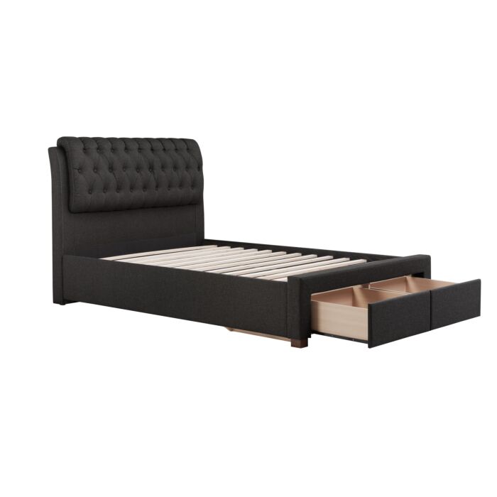 Valentino Double Bed Charcoal