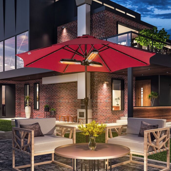 Outsunny Electric Umbrella Parasol Mounted Infrared Heater 2000w Patio Gazebo Outdoor Use