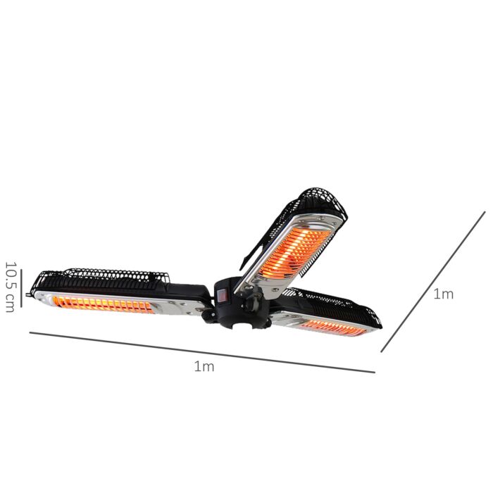 Outsunny Electric Umbrella Parasol Mounted Infrared Heater 2000w Patio Gazebo Outdoor Use