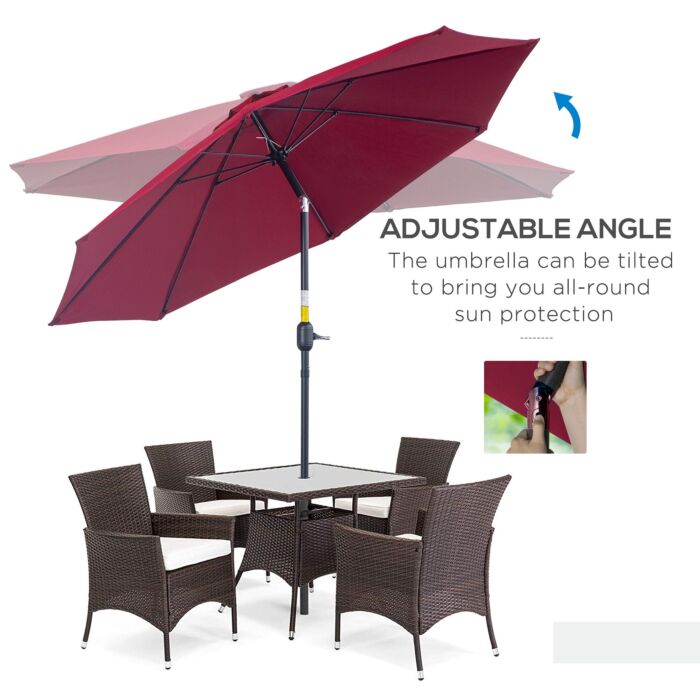 Outsunny Φ2.6m Umbrella Parasol-red