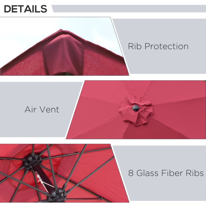 Outsunny Φ2.6m Umbrella Parasol-red