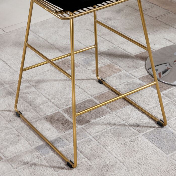 Homcom Set Of 2 Bar Stools Modern Counter Height Wire Metal Bar Chairs For Kitchen, Bar Counter, Gold