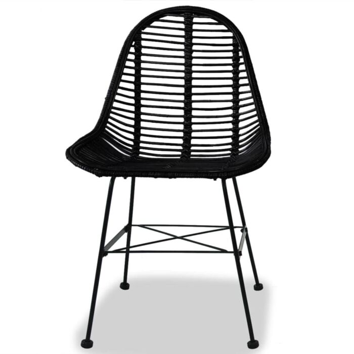 Vidaxl Dining Chairs 4 Pcs Black Natural Rattan