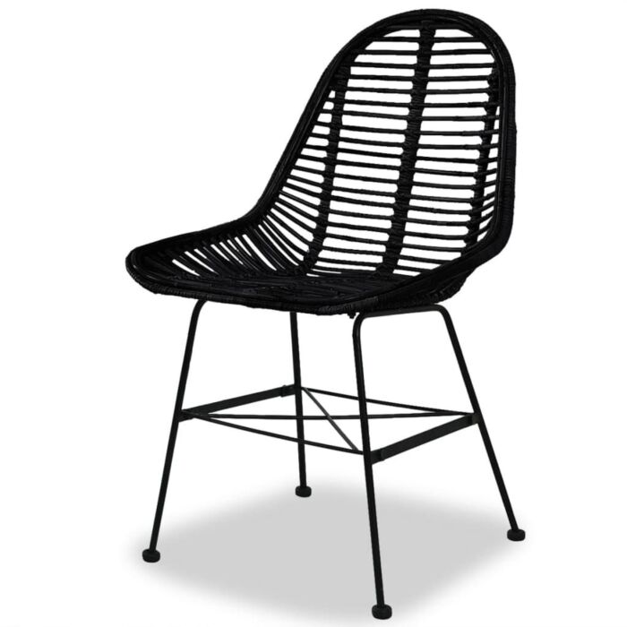 Vidaxl Dining Chairs 4 Pcs Black Natural Rattan