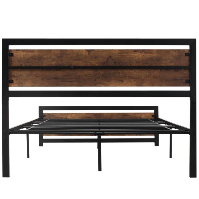 Homcom Full Bed Frame With Headboard & Footboard, Strong Slat Support Twin Size Metal Bed W/ Underbed Storage Space, No Box Spring Needed