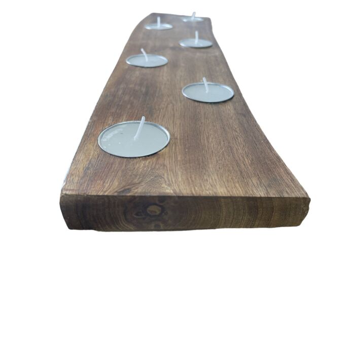Short Mango Wood 3 Tea Light Holder 25cm