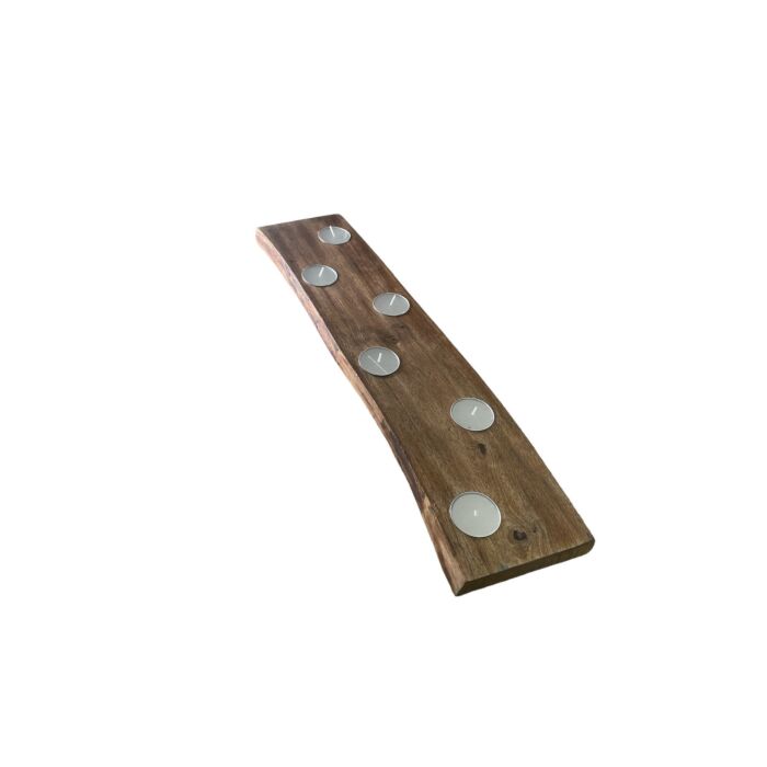 Short Mango Wood 3 Tea Light Holder 25cm