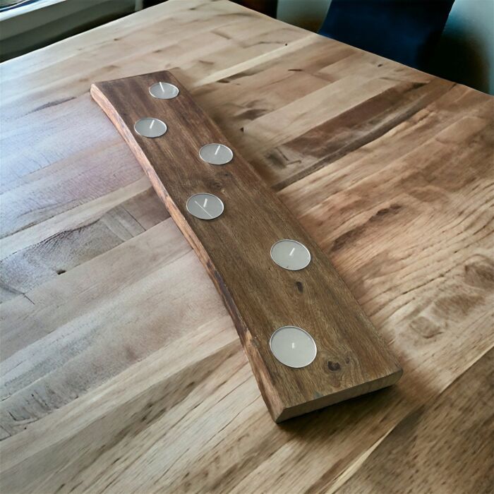 Short Mango Wood 3 Tea Light Holder 25cm