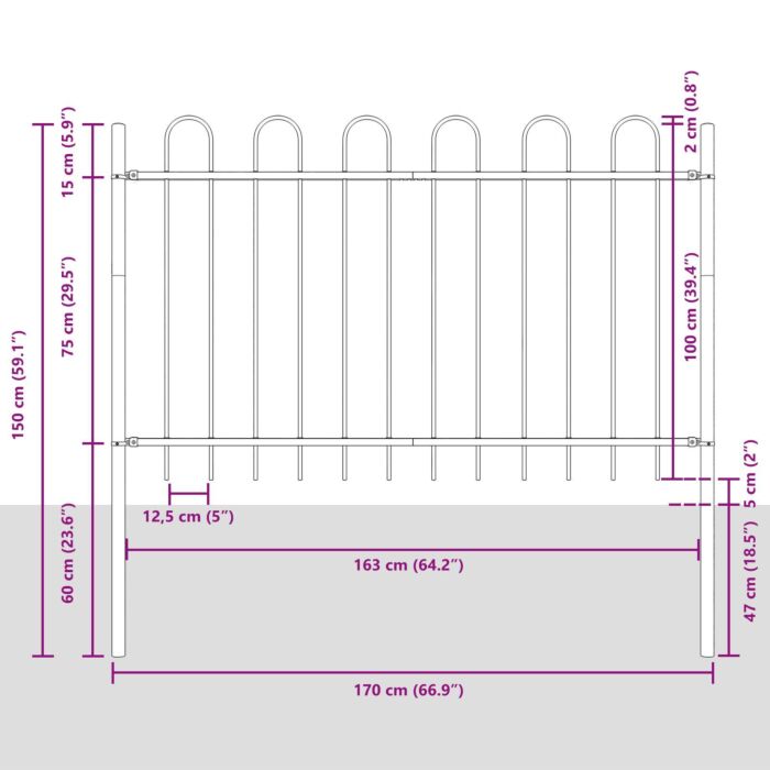 Vidaxl Garden Fence With Hoop Top White 10.2x1 M Steel