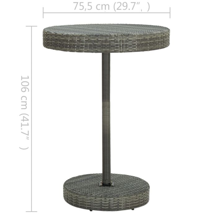 Vidaxl 5 Piece Garden Bar Poly Rattan Grey