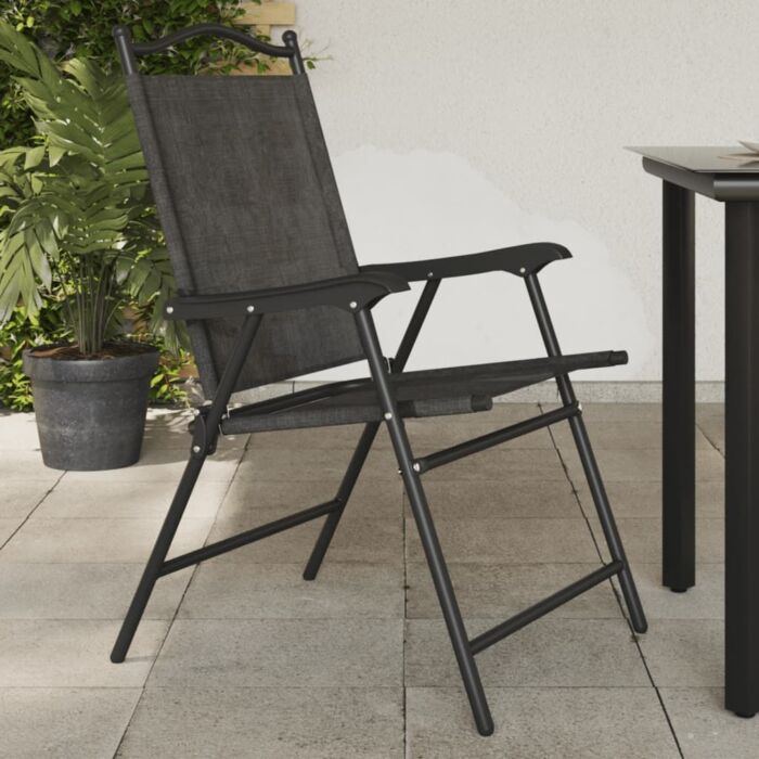Vidaxl Folding Garden Chairs 8 Pcs Melange Grey Steel And Textilene