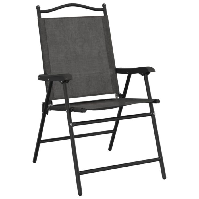 Vidaxl Folding Garden Chairs 8 Pcs Melange Grey Steel And Textilene