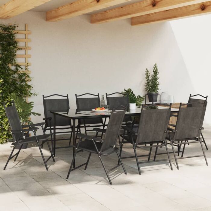 Vidaxl Folding Garden Chairs 8 Pcs Melange Grey Steel And Textilene