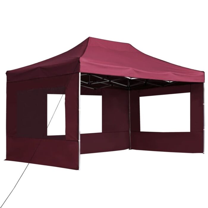 Vidaxl Professional Folding Party Tent With Walls Aluminium 4.5x3 M Wine Red