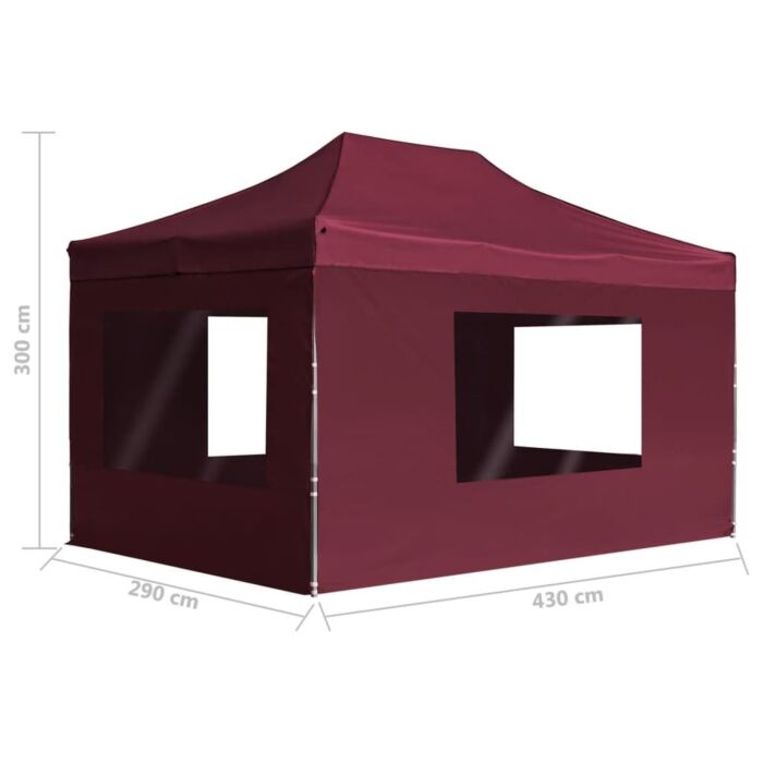 Vidaxl Professional Folding Party Tent With Walls Aluminium 4.5x3 M Wine Red