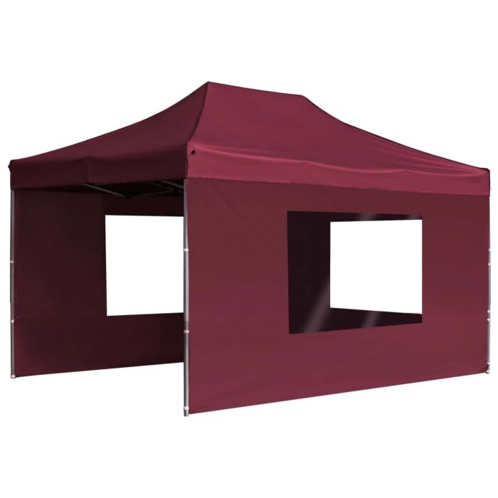 Vidaxl Professional Folding Party Tent With Walls Aluminium 4.5x3 M Wine Red
