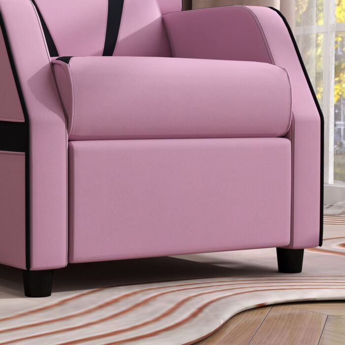 Aiyaplay 2 In 1 Kids Chair Recliner With Backrest, Armrest, Footrest, Pu Leather, For 3-9 Years Old, Pink