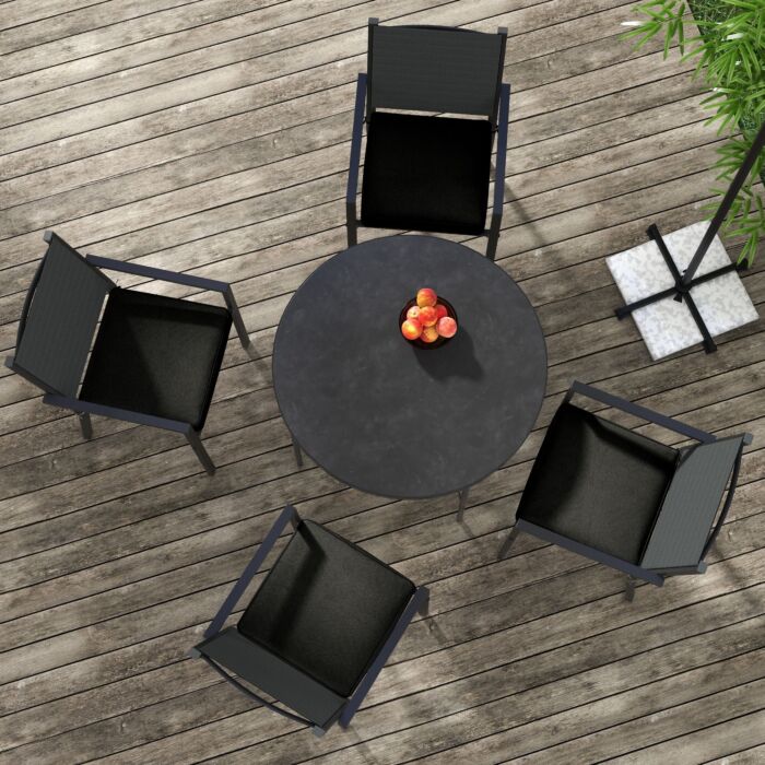 Outsunny 4-piece Seat Cushions Pillow Replacement, Patio Chair Cushions Set With Ties For, Black