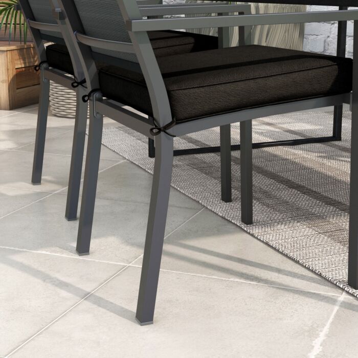 Outsunny 4-piece Seat Cushions Pillow Replacement, Patio Chair Cushions Set With Ties For, Black