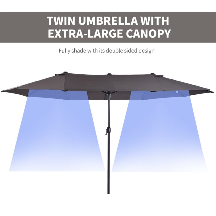 Outsunny 4.6m Garden Parasol Double-sided Sun Umbrella Patio Market Shelter Canopy Shade Outdoor Grey - No Base