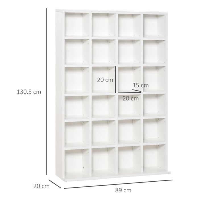 Homcom 480 Cd / 312 Dvd Storage Shelf Rack Media Storage Unit Shelves Racks Wooden Bookcase Display Unit With 4 Adjustable Shelves White