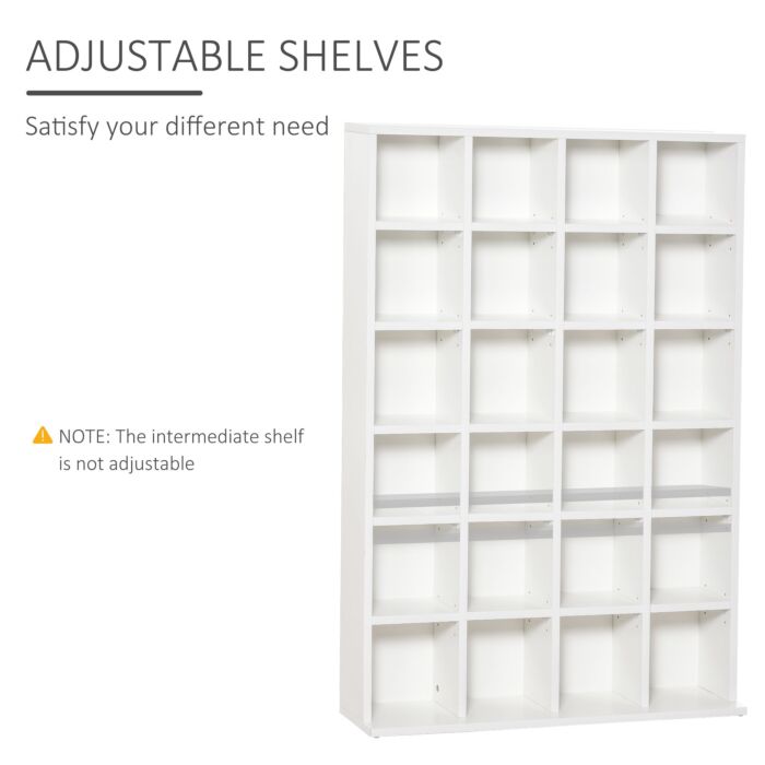 Homcom 480 Cd / 312 Dvd Storage Shelf Rack Media Storage Unit Shelves Racks Wooden Bookcase Display Unit With 4 Adjustable Shelves White
