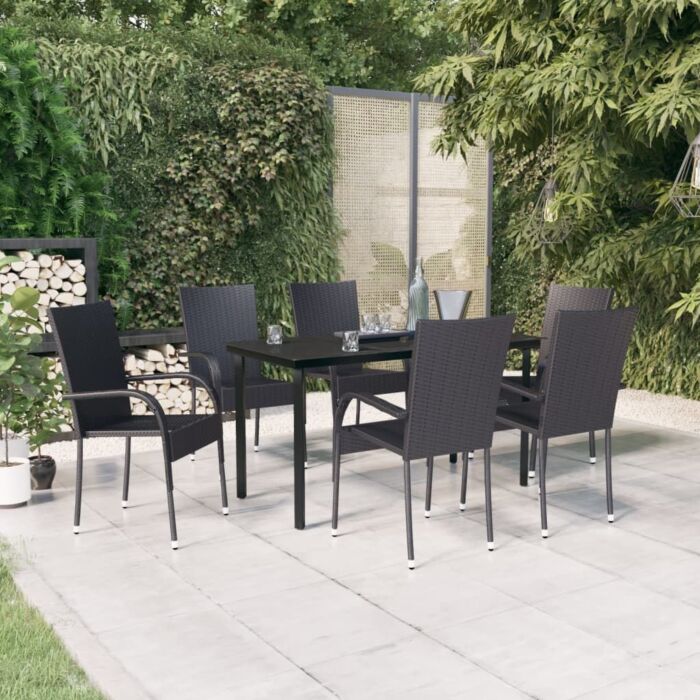 Vidaxl 7 Piece Outdoor Dining Set Black