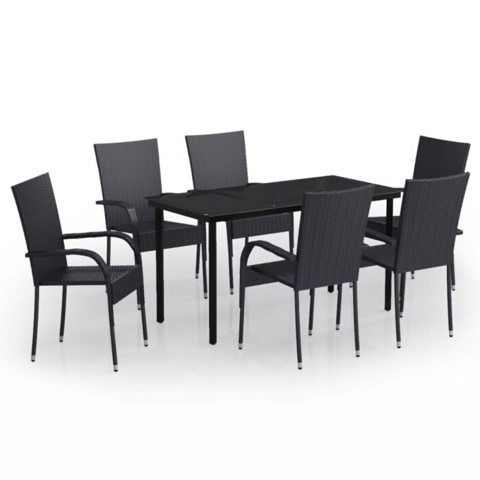 Vidaxl 7 Piece Outdoor Dining Set Black