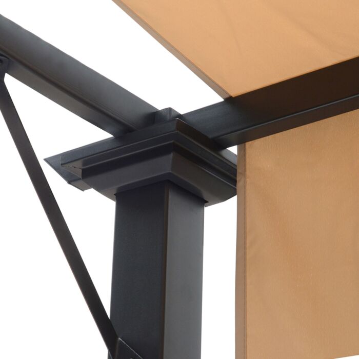 Outsunny Outdoor Retractable Pergola Garden Gazebo With Two Adjustable Side Canopy Overhead Sun Shade Backyard Canopy Cover, Steel Khaki 3x2.45x2.3m