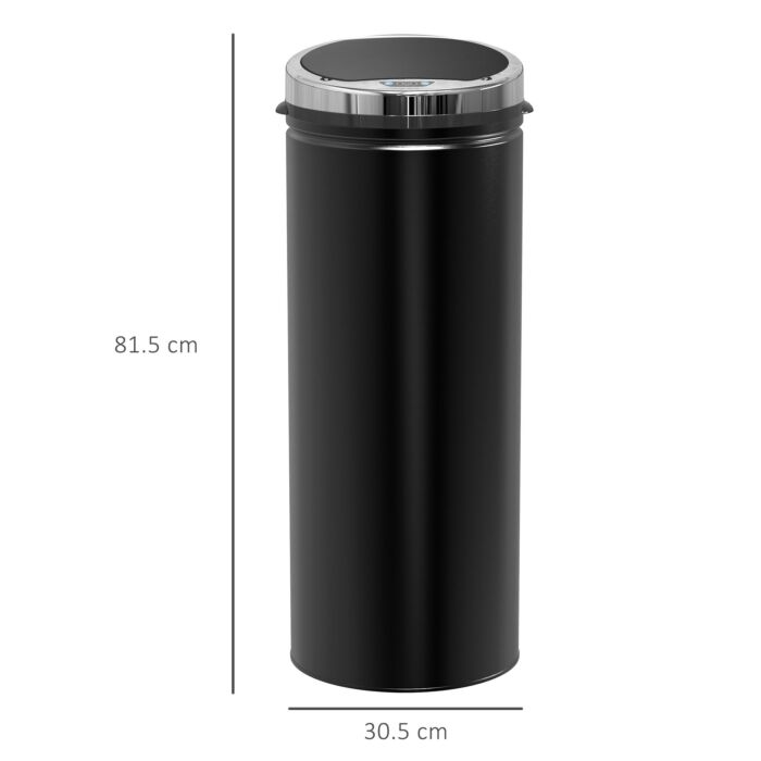 Homcom 50l Stainless Steel Sensor Trash Can W/ Bucket-black