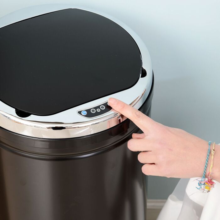 Homcom 50l Stainless Steel Sensor Trash Can W/ Bucket-black