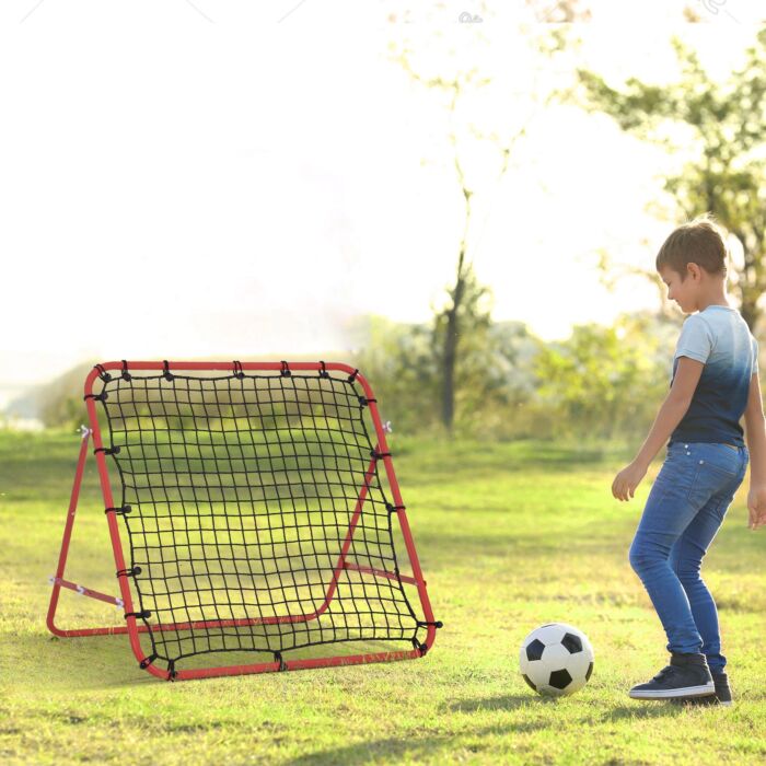 Homcom Rebounder Net W/pe Mesh Metal Tube, 96w X 80d X 96hcm- Red And Black
