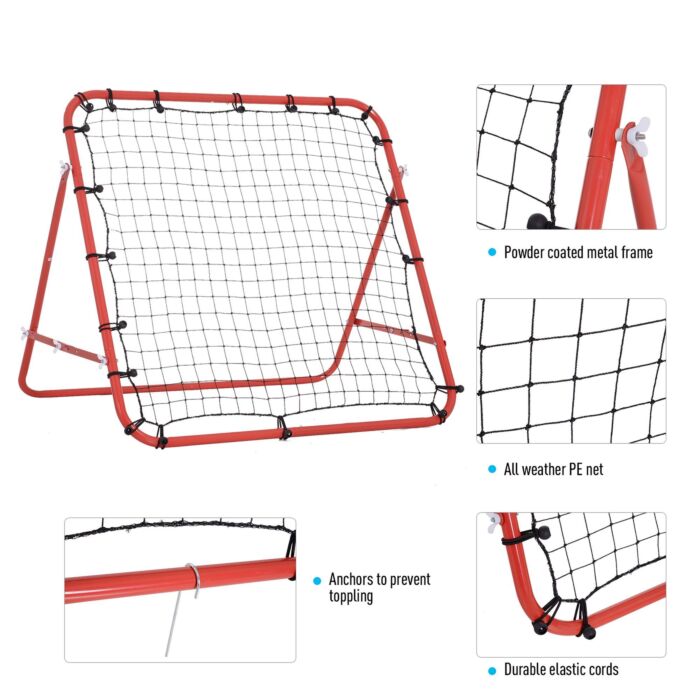 Homcom Rebounder Net W/pe Mesh Metal Tube, 96w X 80d X 96hcm- Red And Black
