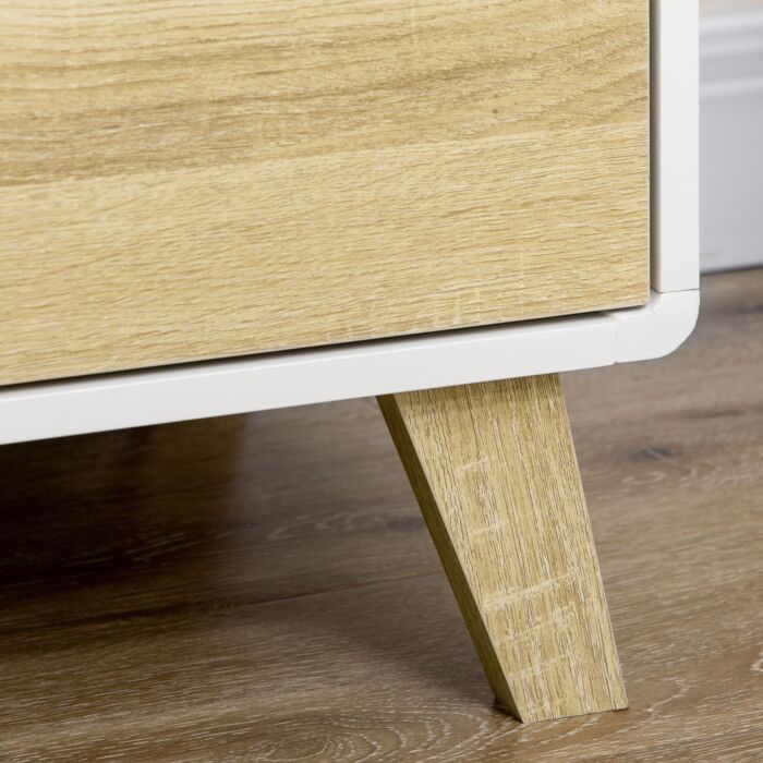 Homcom Drawer Chest, 4-drawer Storage Organiser, 80cmx40cmx79.5cm, White And Natural