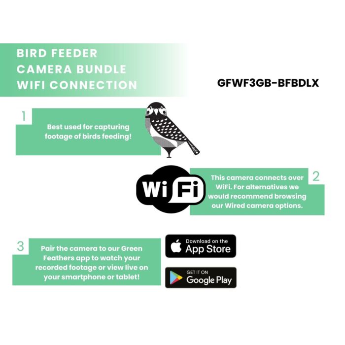 Green Feathers Bird Feeder Camera Bundle With Wifi Connection