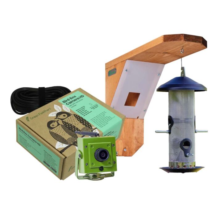 Green Feathers Bird Feeder Camera Bundle With Wifi Connection